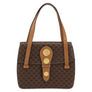 CELINE Macadam Canvas Medallion Hand Bag PVC Leather Brown Gold Auth 154716-13