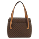 CELINE Macadam Canvas Medallion Hand Bag PVC Leather Brown Gold Auth 154716-2