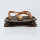 CELINE Macadam Canvas Medallion Hand Bag PVC Leather Brown Gold Auth 154716-5