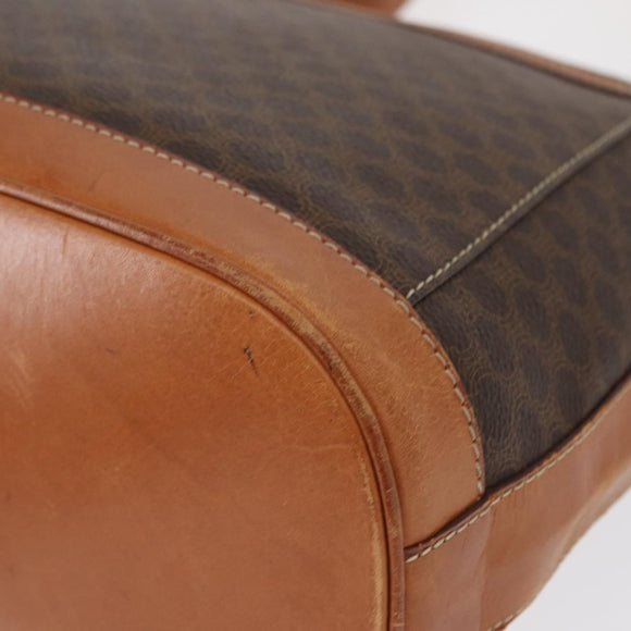 CELINE Macadam Canvas Shoulder Bag PVC Leather Brown Gold Auth 154717