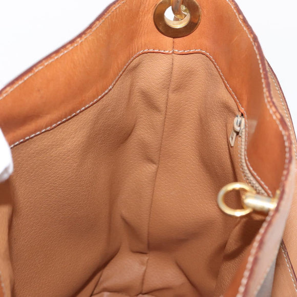 CELINE Macadam Canvas Shoulder Bag PVC Leather Brown Gold Auth 154717