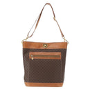 CELINE Macadam Canvas Shoulder Bag PVC Leather Brown Gold Auth 154717-13