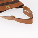 CELINE Macadam Canvas Shoulder Bag PVC Leather Brown Gold Auth 154717-8