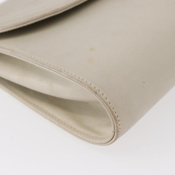 CELINE Shoulder Bag Leather Ivory Gold Auth 154718