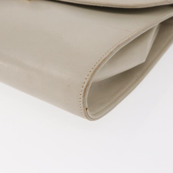 CELINE Shoulder Bag Leather Ivory Gold Auth 154718