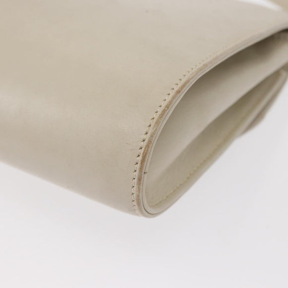 CELINE Shoulder Bag Leather Ivory Gold Auth 154718