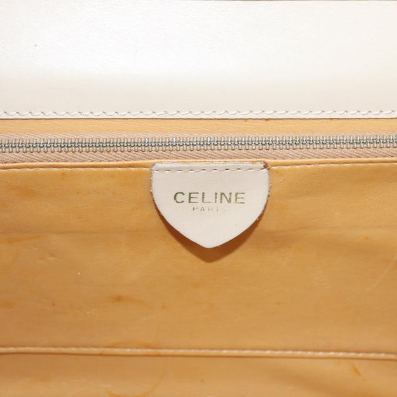 CELINE Shoulder Bag Leather Ivory Gold Auth 154718