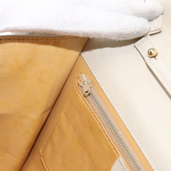 CELINE Shoulder Bag Leather Ivory Gold Auth 154718