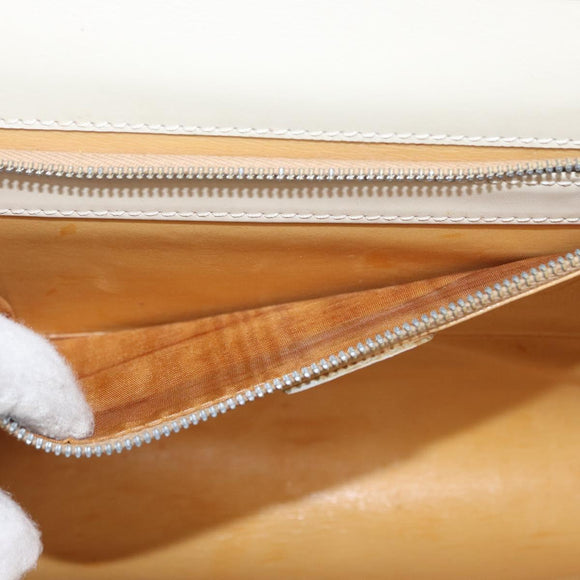 CELINE Shoulder Bag Leather Ivory Gold Auth 154718