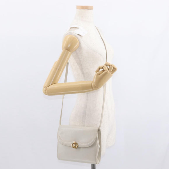 CELINE Shoulder Bag Leather Ivory Gold Auth 154718