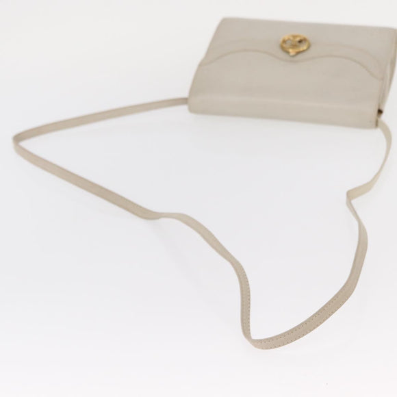 CELINE Shoulder Bag Leather Ivory Gold Auth 154718