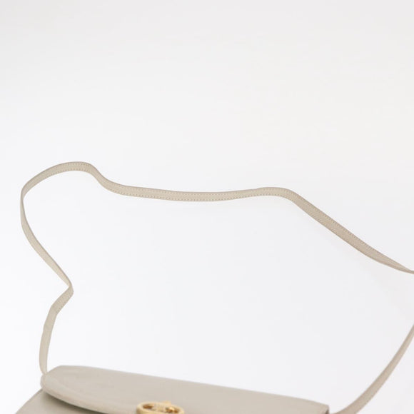 CELINE Shoulder Bag Leather Ivory Gold Auth 154718