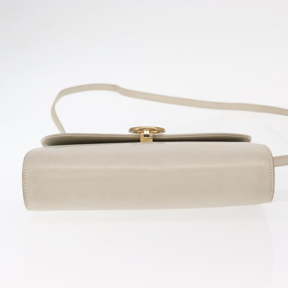 CELINE Shoulder Bag Leather Ivory Gold Auth 154718