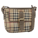 BURBERRY Nova Check Shoulder Bag PVC Beige Gold Auth 154719-1