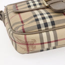 BURBERRY Nova Check Shoulder Bag PVC Beige Gold Auth 154719-14