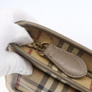 BURBERRY Nova Check Shoulder Bag PVC Beige Gold Auth 154719-10