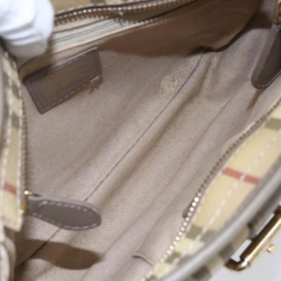 BURBERRY Nova Check Shoulder Bag PVC Beige Gold Auth 154719
