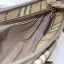 BURBERRY Nova Check Shoulder Bag PVC Beige Gold Auth 154719-19