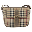BURBERRY Nova Check Shoulder Bag PVC Beige Gold Auth 154719-13