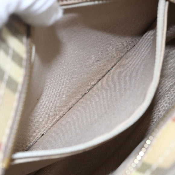 BURBERRY Nova Check Shoulder Bag PVC Beige Gold Auth 154719