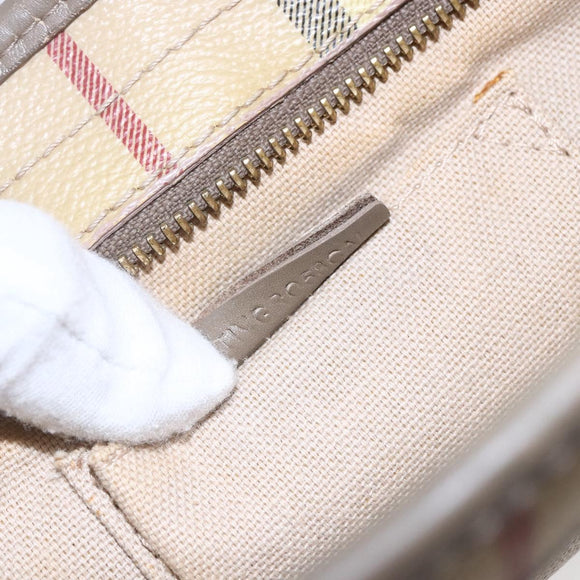 BURBERRY Nova Check Shoulder Bag PVC Beige Gold Auth 154719