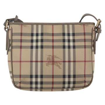 BURBERRY Nova Check Shoulder Bag PVC Beige Gold Auth 154719 - 0