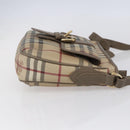 BURBERRY Nova Check Shoulder Bag PVC Beige Gold Auth 154719-4