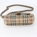 BURBERRY Nova Check Shoulder Bag PVC Beige Gold Auth 154719-5