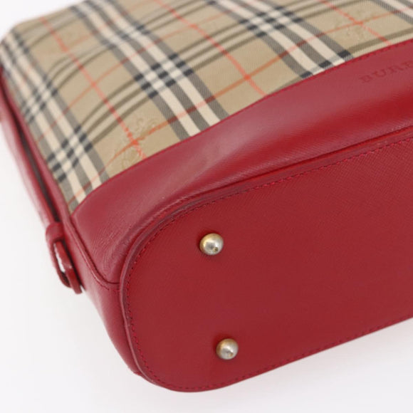 BURBERRY Nova Check Shoulder Bag Canvas Beige Gold Auth 154720