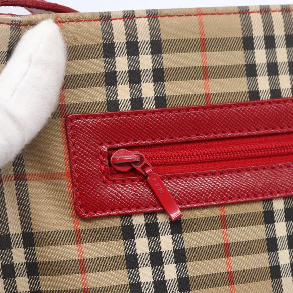 BURBERRY Nova Check Shoulder Bag Canvas Beige Gold Auth 154720