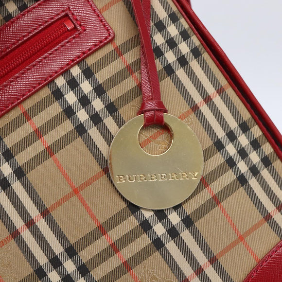 BURBERRY Nova Check Shoulder Bag Canvas Beige Gold Auth 154720