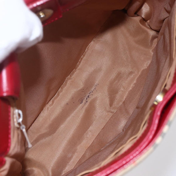 BURBERRY Nova Check Shoulder Bag Canvas Beige Gold Auth 154720