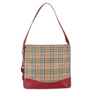 BURBERRY Nova Check Shoulder Bag Canvas Beige Gold Auth 154720-13