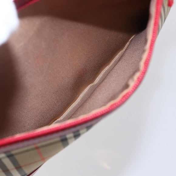 BURBERRY Nova Check Shoulder Bag Canvas Beige Gold Auth 154720