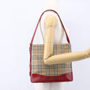 BURBERRY Nova Check Shoulder Bag Canvas Beige Gold Auth 154720-25
