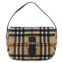 Burberrys Nova Check Shoulder Bag Wool Beige Silver Auth 154721V-13