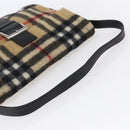 Burberrys Nova Check Shoulder Bag Wool Beige Silver Auth 154721V-7