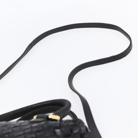 BALLY Hand Bag Leather 2way Black Gold Auth 154723