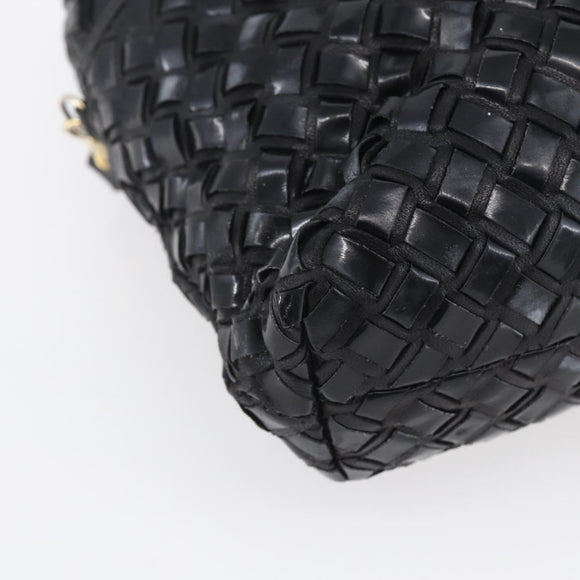 BALLY Hand Bag Leather 2way Black Gold Auth 154723