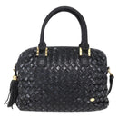 BALLY Hand Bag Leather 2way Black Gold Auth 154723-2