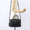 BALLY Hand Bag Leather 2way Black Gold Auth 154723-24