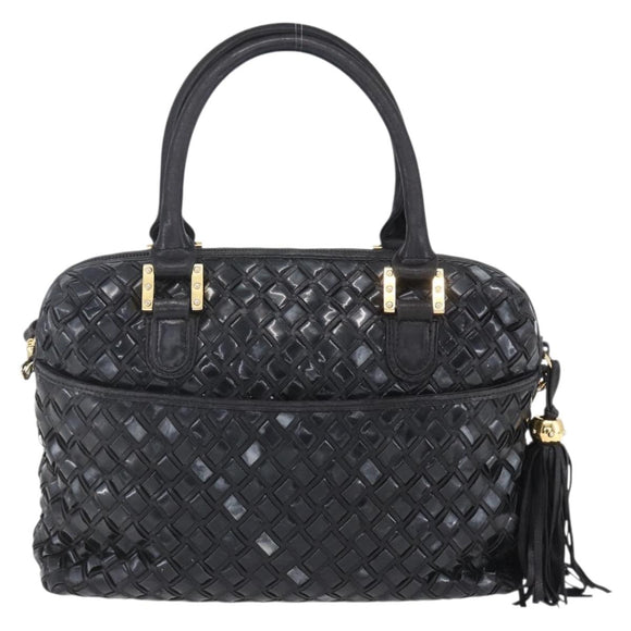 BALLY Hand Bag Leather 2way Black Gold Auth 154723