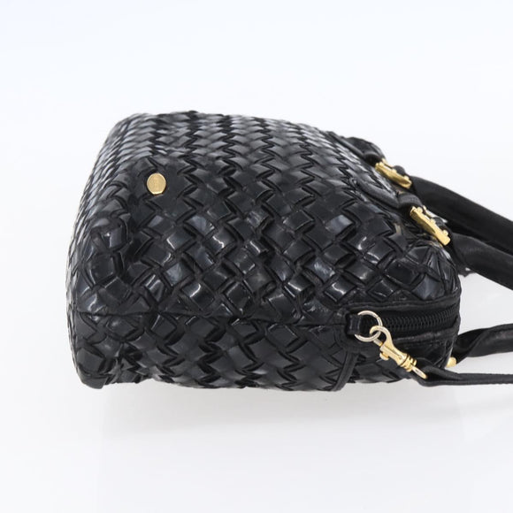 BALLY Hand Bag Leather 2way Black Gold Auth 154723