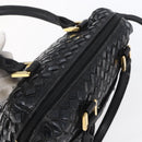 BALLY Hand Bag Leather 2way Black Gold Auth 154723-6