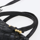 BALLY Hand Bag Leather 2way Black Gold Auth 154723-8