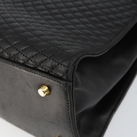 BALLY Hand Bag Leather Black Gold Auth 154724