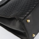 BALLY Hand Bag Leather Black Gold Auth 154724-11