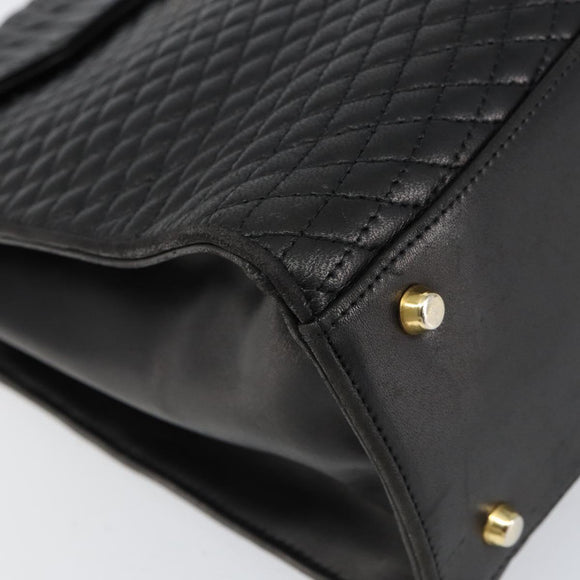 BALLY Hand Bag Leather Black Gold Auth 154724