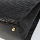 BALLY Hand Bag Leather Black Gold Auth 154724-12