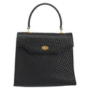 BALLY Hand Bag Leather Black Gold Auth 154724-2